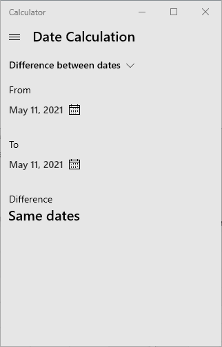 Windows 10 Calculator - Date Calculation