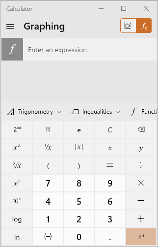 Windows 10 Calculator - Graphing Formula