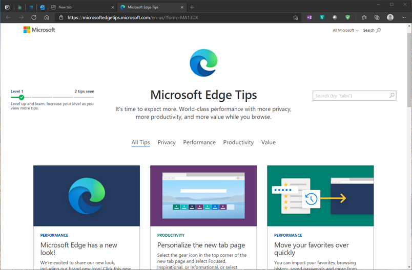Microsoft 
Microsoft Edge Tips 
Microsoft Edge has a new 
look! 
