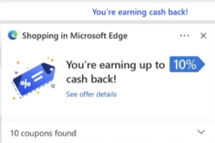 Microsoft Edge cash back and rebates
