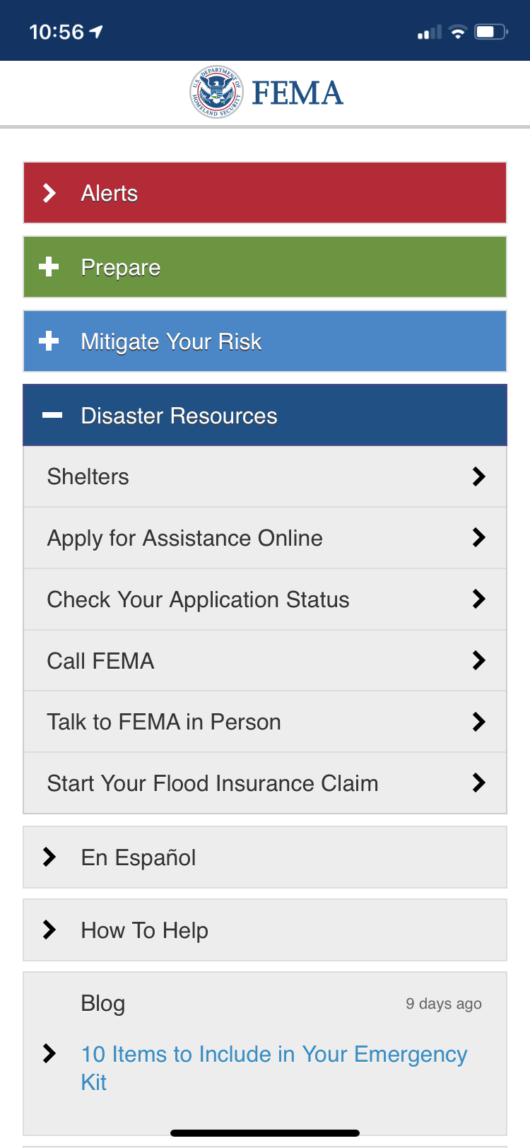 FEMA app DISASTER RESOURCES