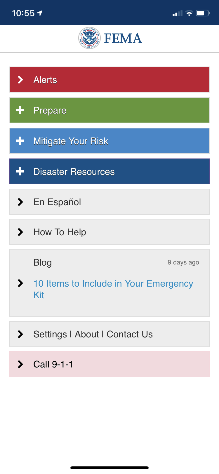 FEMA app dashboard