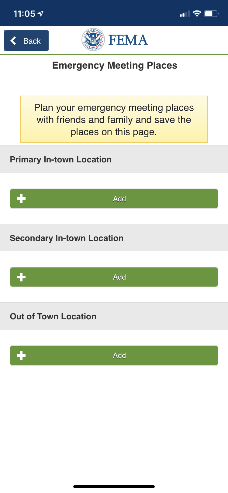 FEMA app meeting locations