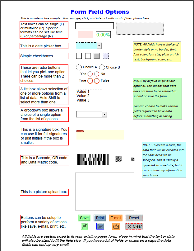 form features